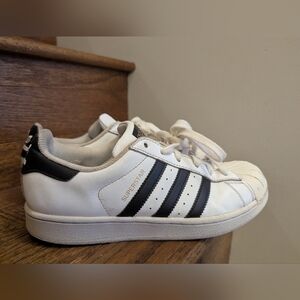 Adidas Superstar Shoes - White and Black Leather Unisex M6/W7